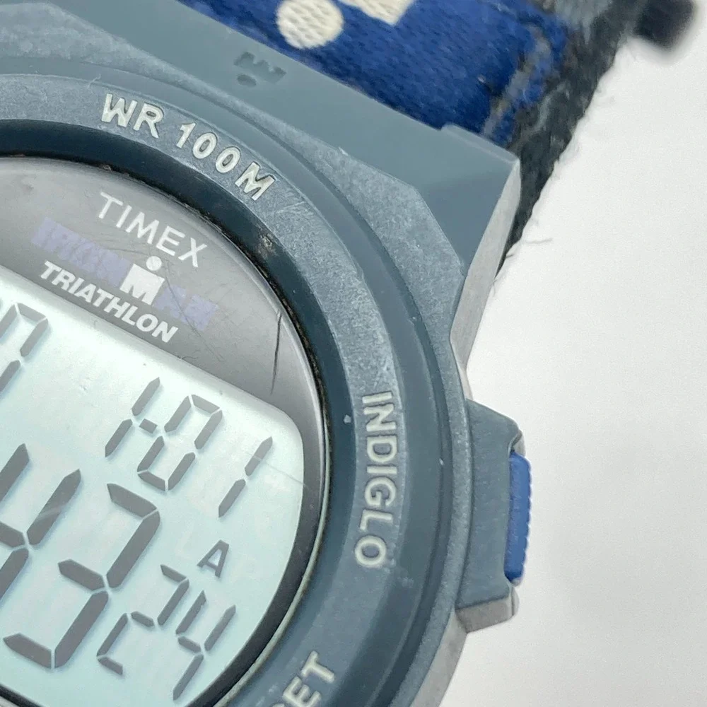 Timex Ironman Men's Watch Digital Gray Blue Indiglo 10 Lap Chrono New Battery